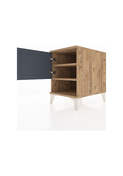 Kronos Komodin 2 Raflı Tek Kapaklı 44x59x64 Çam-antrasit Atlas Çam
