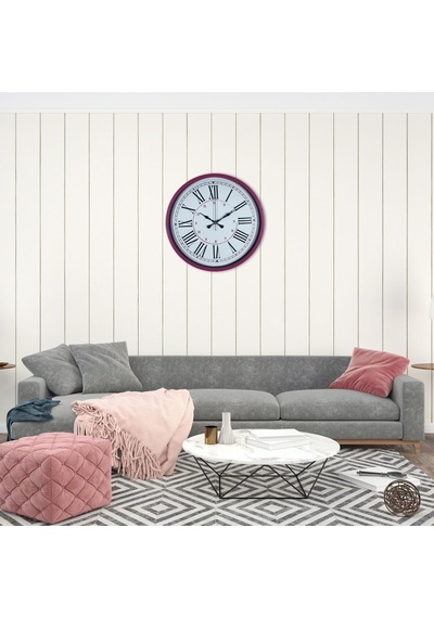 Pembe 36 Cm Dekoratif Duvar Saati Çok Renkli