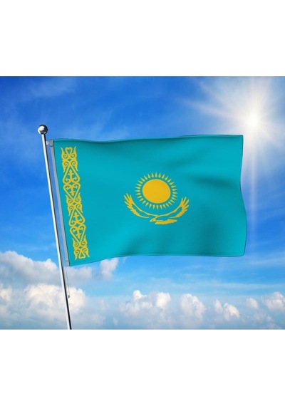 Kazakistan Bayrağı Premium Raşel Kumaş 70x105 Cm Diğer