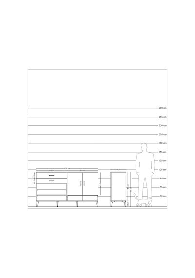 Hyperion Konsol 4 Raflı 2 Çekmeceli 2 Kapaklı 176x44x99 Çam-çam Çam-çam