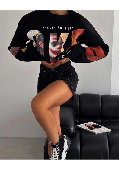 Startmore Adrift Joker Renkli Oversize Bisiklet Yaka Pamuklu Sweatshirt Beyaz Siyah