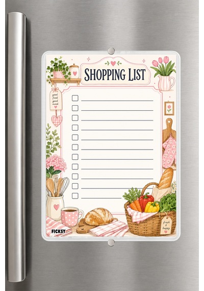 Alışveriş Listesi - A5 - Mıknatıslı - Pvc - Buzdolabı Notluk & Masaüstü - Yaz Sil - Planlayıcı - 4329 Çok Renkli