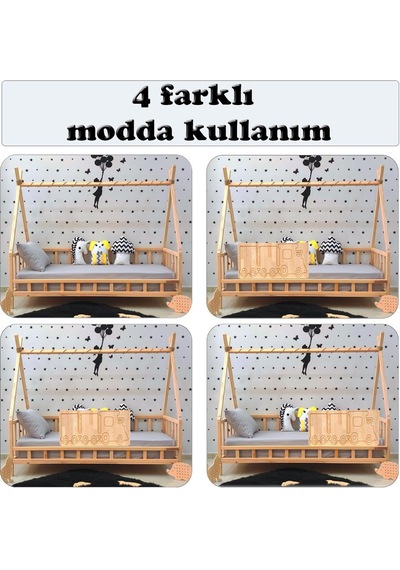 Markaawm Montessori Yatak Ahşap Karyola Çocuk Ve Bebek Beşiği Tren Akçaağaç