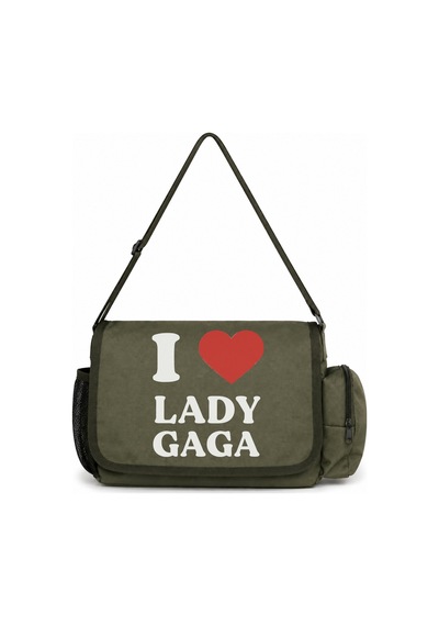 Sevbano I Love Lady Gaga Şarkıcı Baskılı Unisex Okul, Spor, Ofis Çok Amaç Haki