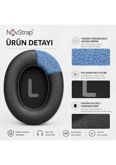 Novstrap Jbl Tune 700bt 710bt 720bt 750btnc 760nc 770nc İle Uyumlu Yedek Kulaklık Pedi Süngeri + Kafa Bandı Seti Siyah