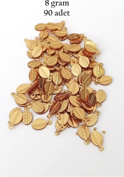 Oya Abiye Bileklik Kolye Pleksi Metalik Plastik Pul Altın Renk 8 Gram 90 Adet - Bnc478