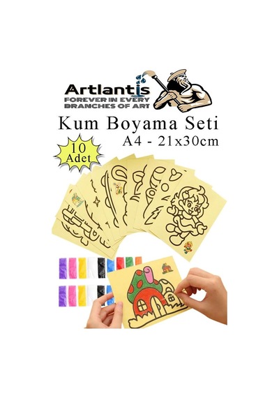 Kum Boyama Seti 10 Adet 20x30 Cm A4 Boyutunda Büyük Boy Kaliteli Kum Boyama Çalışması Tuz Boyama Etkinlik