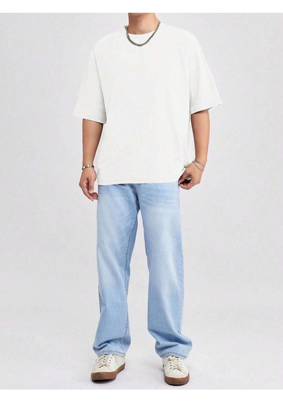 Basic Süprem T-shirt - Beyaz Oversize Bisiklet Yaka Tişört Beyaz-78306 Basic Süprem T-shirt - Beyaz Oversize Bisiklet Yaka Tişört Beyaz-78306