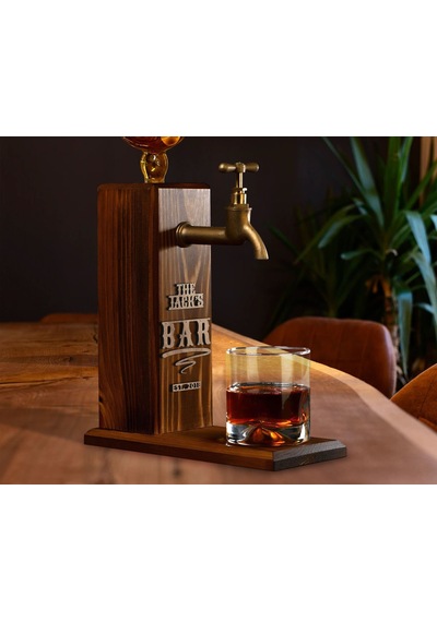 Bk Gift Bar & Pub & Meyhanelere Özel Kabartma İsimli 4 Adet Musluklu Doğal Ahşap İçki Standı-3