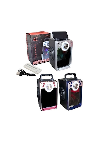 Kts-822s Ayna Camlı Rgb Led Işıklı Bluetooth Speaker Şarjlı Kablosuz Taşınabilir Hoparlör Hafıza Kartı Ve Usb Girişli Fm Radyolu Mp3 Müzik Çalar Ses Sistemi