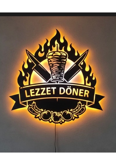 Dgrkmagazacılık Led Işıklı Duvar Tabelası Kafe, Restoran, Mağaza İçin Logo Açıklamayı Okuyunuz