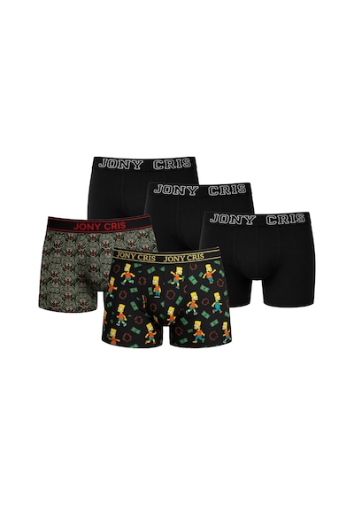 Jony Cris Erkek Boxer 5 Li Desenli Baskılı Erkek Baksır Çok Renkli