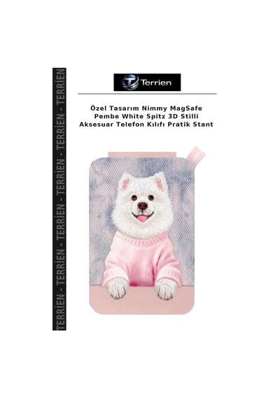 Özel Tasarım Nimmy Magsafe Pembe White Spitz 3d Stilli Aksesuar Telefon Kılıfı Pratik Stant