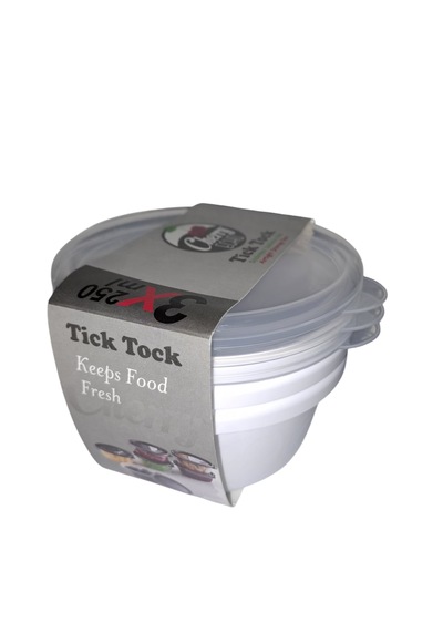 Tick Tock Hava Sızdırmaz Saklama Kabı Beyaz 3'lü Set 3 x 250 ML Beyaz