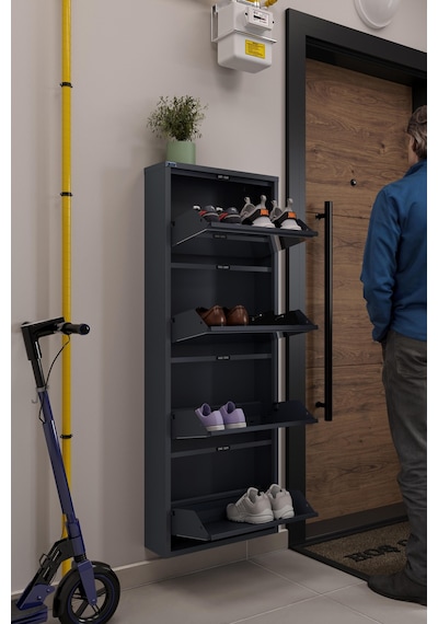 Ceha 4'lü Metal Ayakkabılık - Antrasit/Aynalı K.AYK-4/A/P7024