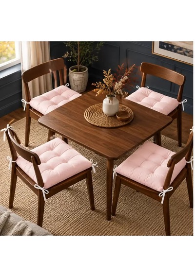 4 Lü Kapitone Bağcıklı Sandalye Minderi 40 40 3 Cm Pembe 40 40 3 Cm 4 Adet