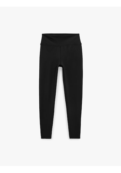 Koton Yüksek Bel Slim Fit Dikiş Detaylı İnterlok Spor Tayt Siyah 7wak40122nk