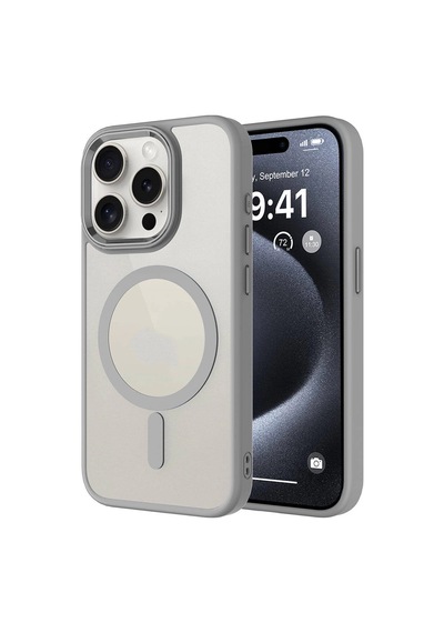 Apple Uyumlu  iPhone 15 Pro Max Kılıf Wireless Şarj Özellikli Zore Krom M-safe Silikon Kapak