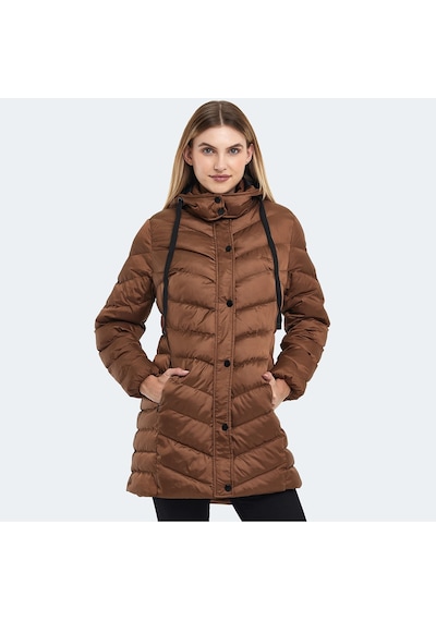 Slazenger GWEN Kadın Kapüşonlu Şişme Taba Mont & Kaban