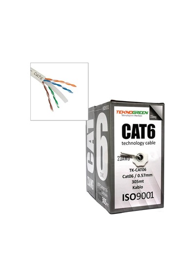 Teknogreen Tk-Cat06 305M Cat6 0.57Mm Cca Kablo