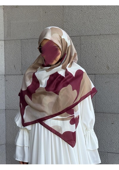 Qalortex Scarf Pamuklu Vera Desen Eşarp-bordo