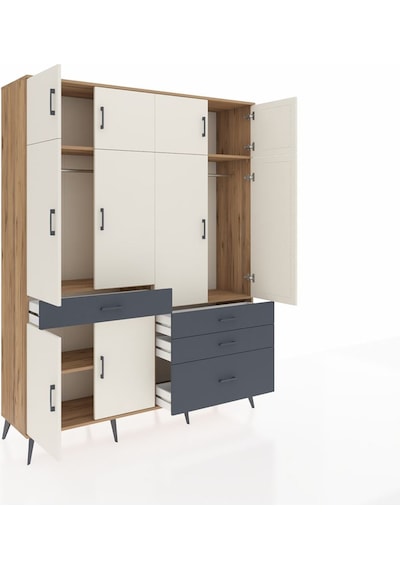 Hyperion Gardrop 5 Raflı 4 Çekmeceli 2 Askılı 176x44x221 Çam-aytaşı/antrasit Aytaşı/antrasit Hyperion Gardrop 5 Raflı 4 Çekmeceli 2 Askılı 176x44x221 Çam-aytaşı/antrasit Aytaşı/antrasit
