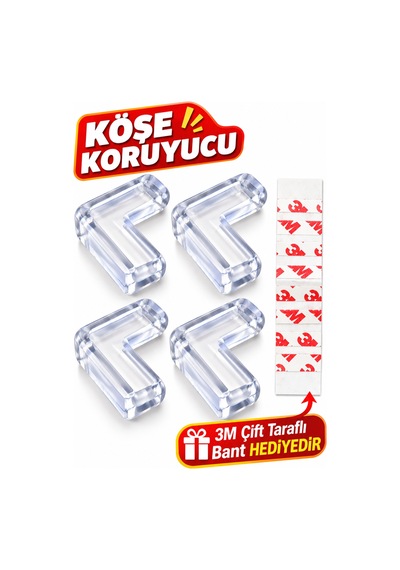 4 Adet Şeffaf Köşe Koruyucu Bebek Çocuk Yaşlı Cam Masa Mermer Sehpa Mobilya Kenar Koruması Diğer