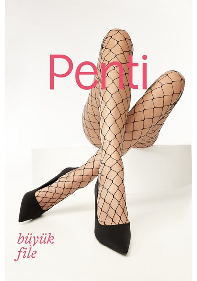 Penti Siyah Büyük File Külotlu Çorap-pentilicious Siyah