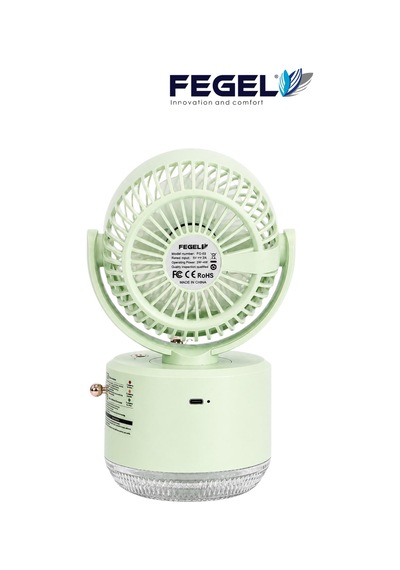 Fegel FG-03 Masaüstü Şarjlı Nemlendiricili Otomatik Dönüşlü LED Işıklı Fan