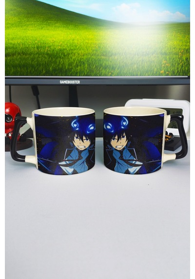 Ao No Exorcist Anime Baskılı Seramik Lüks Kupa 1 Adet Özel Siyah Kulp Dalga Kulp V2d Çok Renkli