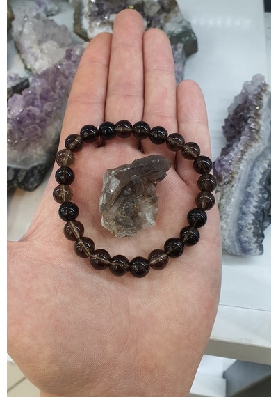 Dumanlı Kuvars Doğal Taş Bileklik Aa Kalite 8 Mm Dumanlı Kuvars Taş Hediyeli Çok Renkli