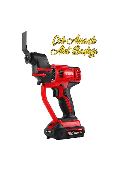 Rodex RPX2708F Şarjlı Akülü Matkap Çok Amaçlı 7 Değişebilir Başlıklı Matkap Vidalama 8 Parça