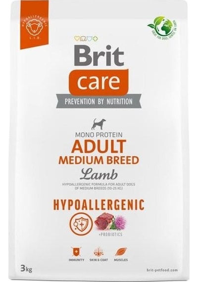 Brit Care Hypo-Allergenic Kuzu Etli Orta Irk Yetişkin Köpek Maması 3 KG