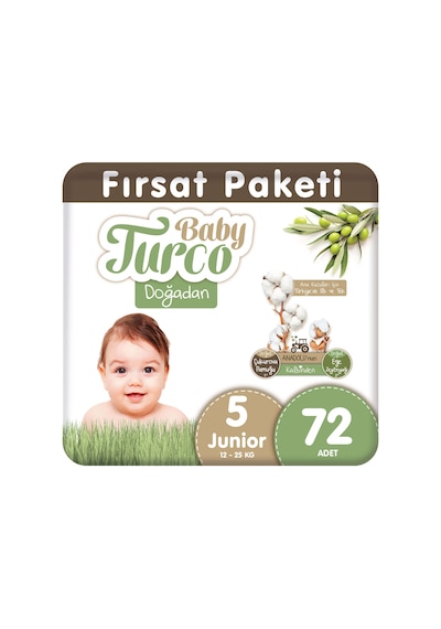 Baby Turco Doğadan Bebek Bezi 5 Numara Junior Fırsat Paketi 72 Adet