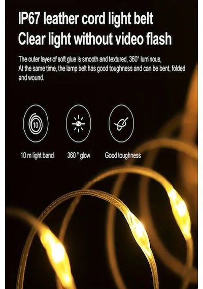 Şarjlı Makaralı Su Geçirmez Led Işık Yılbaşı İç Ve Dış Mekan Led Işık Zinciri 79 +30 Ledli 8 Metre Sarı