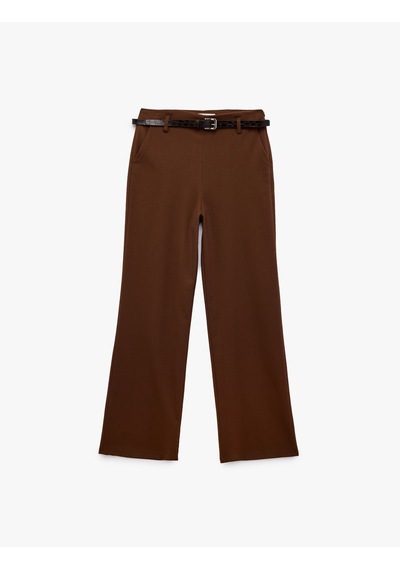 Koton Cepli Kemerli Palazzo Kumaş Pantolon Kahverengi 6sak40092ew Kahve