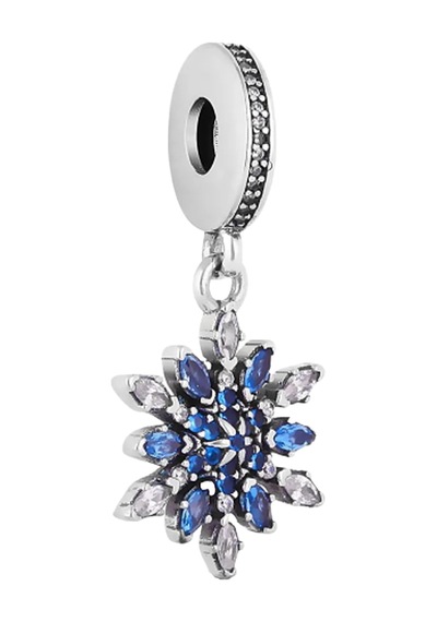 Taşlı Kar Tanesi Sallantılı Charm Gümüş