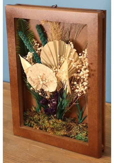 Yapay Çiçek Deposu Dekoratif Çiçekli Çerçeve Tablo 28cmx37cm Kod:118