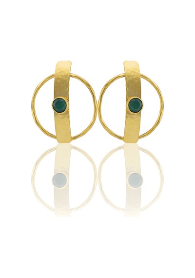 Kadir Jewellery 22 Ayar Altın Kaplama Vintage Küpe -el İşçiliği Ve Hipoalerjenik Küpe Koyu Yeşil 41916132