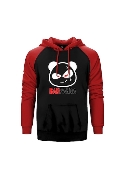 Baby Bad Panda Kırmızı Renk Reglan Kol Kapşonlu Sweatshirt Kırmızı