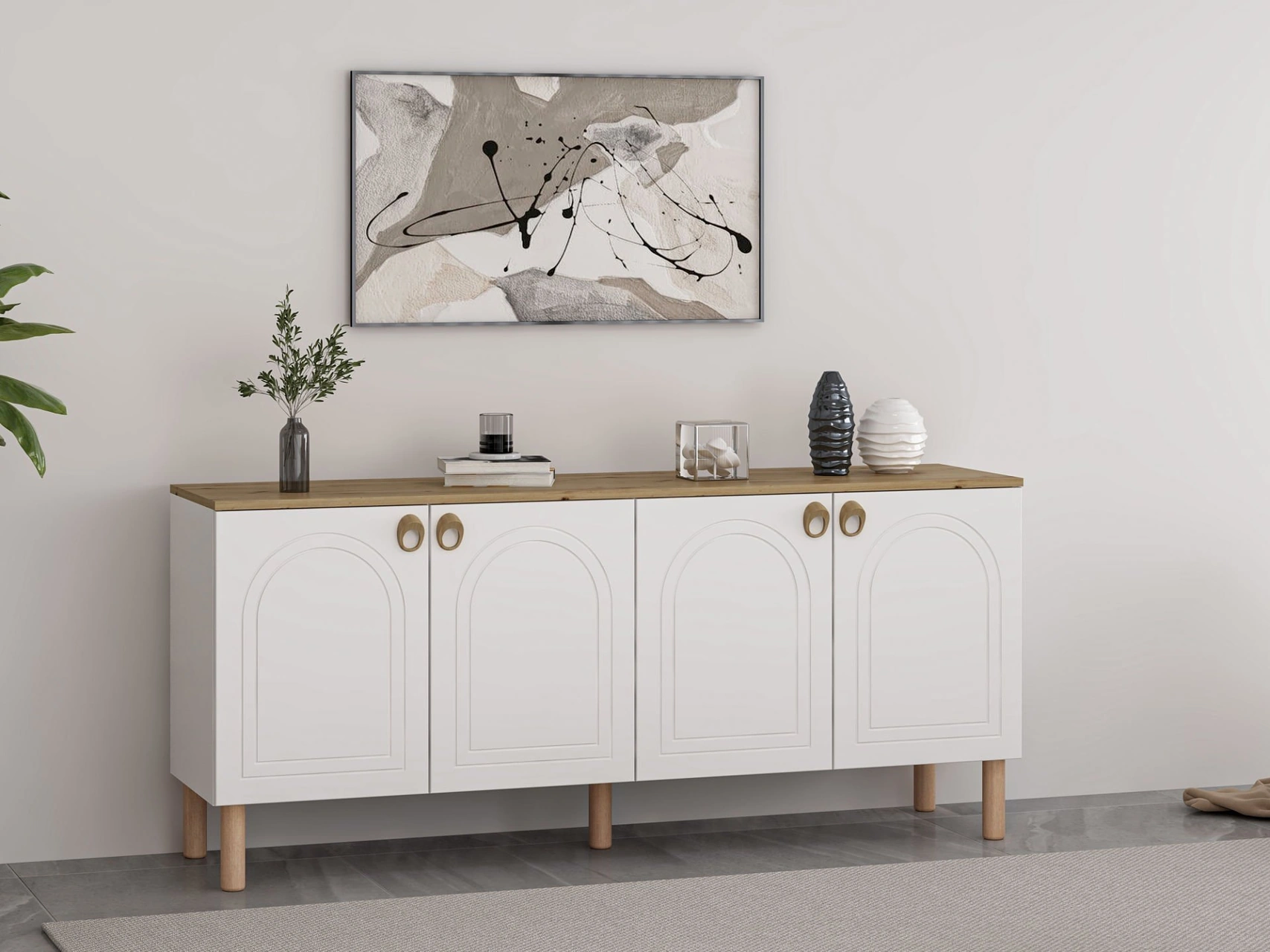Lotus Bohem Tarz Konsol - Beyaz/artisan Çok Renkli