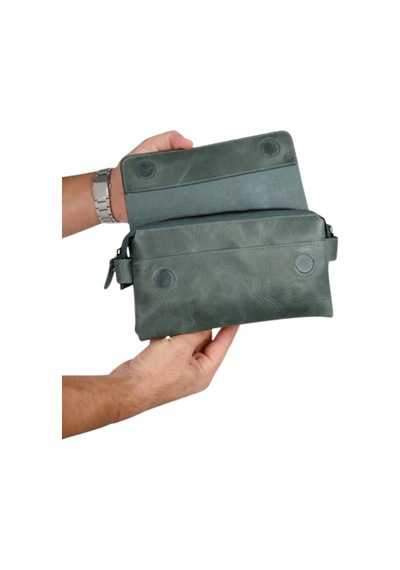 Mft Leather Hakiki Deri Unisex El Çantası Boliva 9874 Tiguan Haki