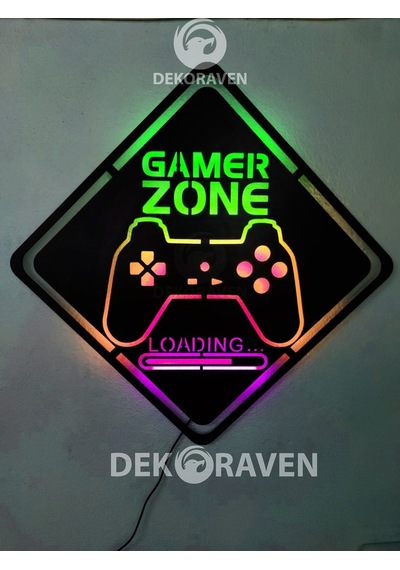 Gamer Zone Led Işıklı Ahşap Tablo (523663563)