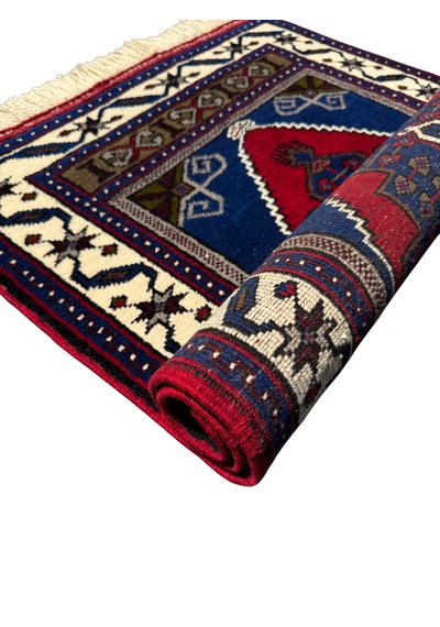 El Dokuma Sıfır Obruk Halısı 82x125 Lacivert Yün Kalın Halı