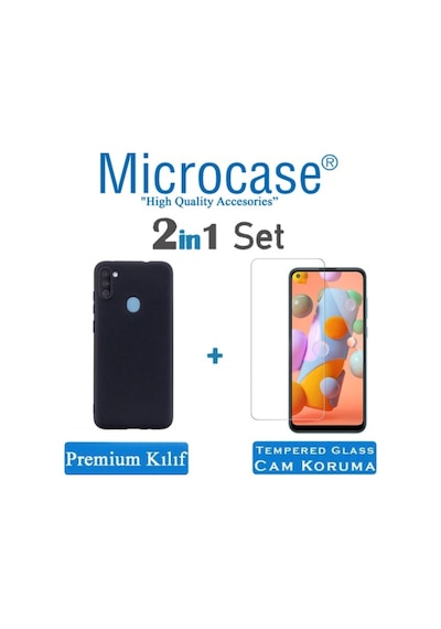Samsung Galaxy Uyumlu A11 Premium Matte Silikon Kilif + Tempered Cam 428307534