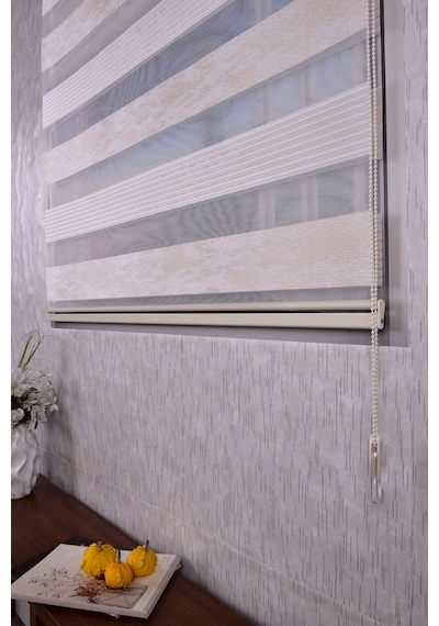 Krem Pliseli Etek Dilimsiz Ds 10790-v6 Zebra Stor Güneşlik Perde