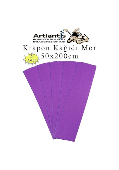 Krapon Kağıdı 50x200 Cm 5 Adet Renkli Grapon Kağıdı Okul Sınıf Etkinlik Kreş Okul Öncesi Kırapon Grafon Mor