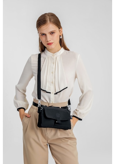 Smart Bags Günlük Minik Boy Su Geçirmez Krınkıl Kumaş Kadın Telefon Ve Postacı Çantası Puantiye Siyah