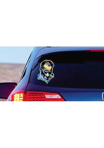 Hologramlı Janjanlı Mustafa Kemal Atatürk Silüet Sticker - Araba Oto Motosiklet Cam Karavan Sticker - 03007 10x7 Cm