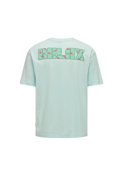 Only Erkek T-shirt 22029519 Onsmervyn Lıfe Rlx Summer Camgöbeği
